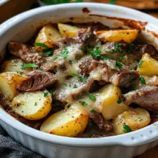 Crockpot Loaded Steak and Potato Bake
