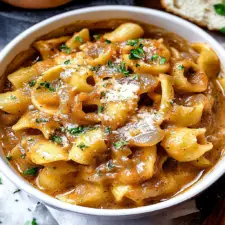 French Onion Pasta Bowl Soup